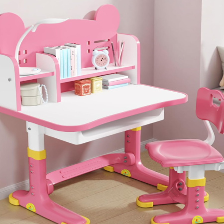 Adjustable Children's Desk With Bookshelf And Storage